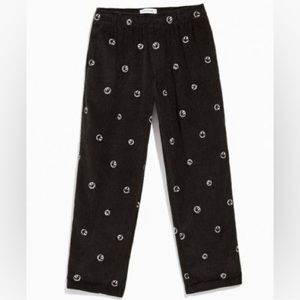 Urban Outfitters Corduroy Beach Pant Embroidered Smiley Faces Pull On Casual